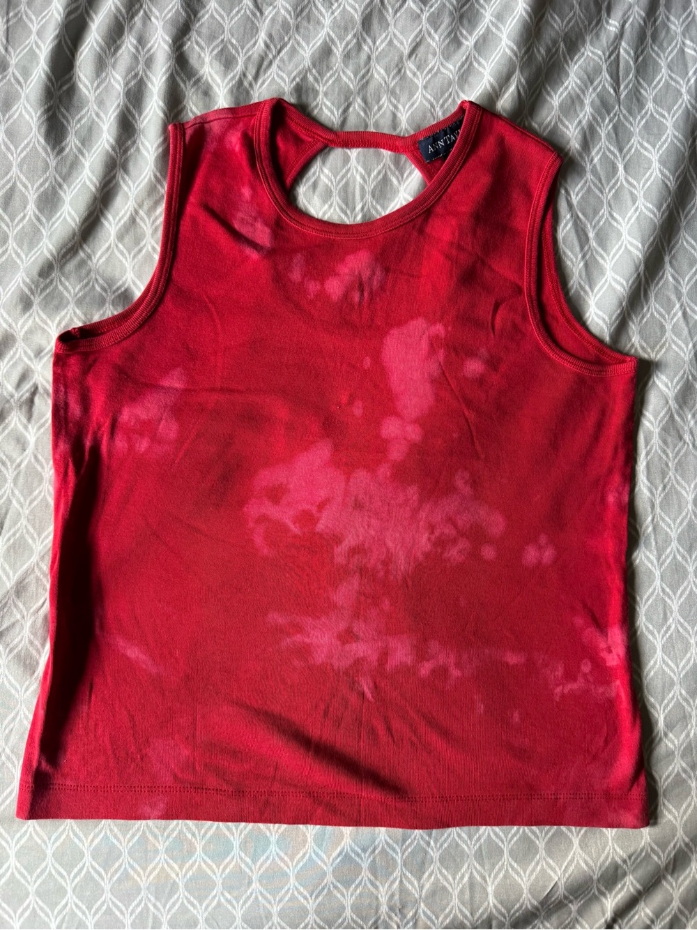 Ann Taylor Red Tie-Dye Tank Top